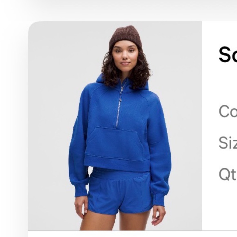 Womens Blue Half-Zip Hoodie